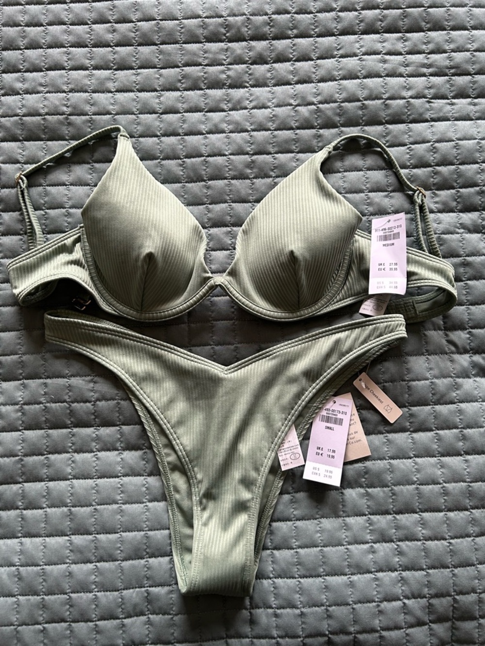 Hollister Olive Green Ribbed Bikini Set